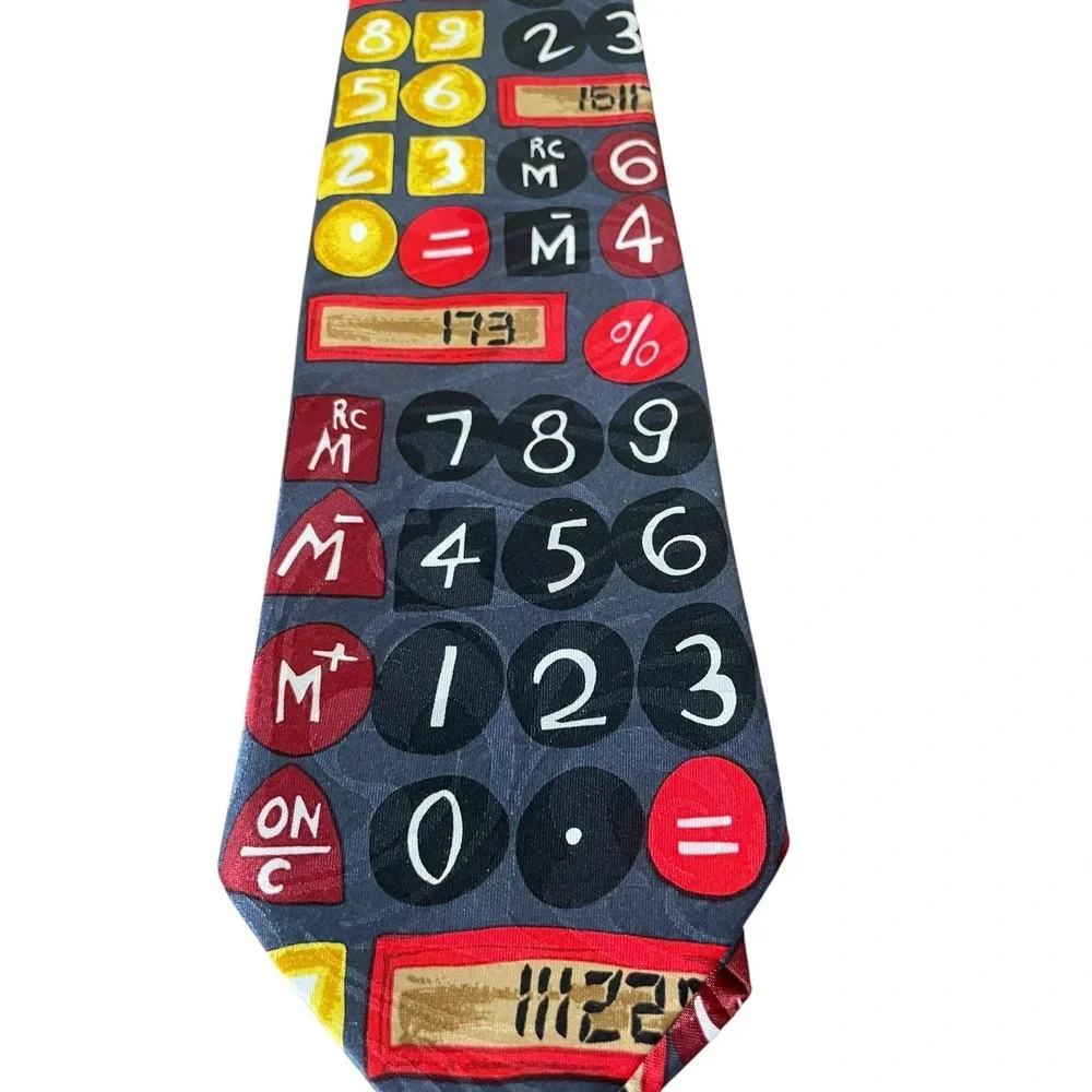 Dino Romaro‎ Handmade Novelty Tie Calculator Print Math Teacher Nerd Science